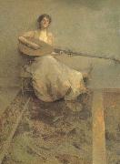 Girl with Lute, Thomas Wilmer Dewing